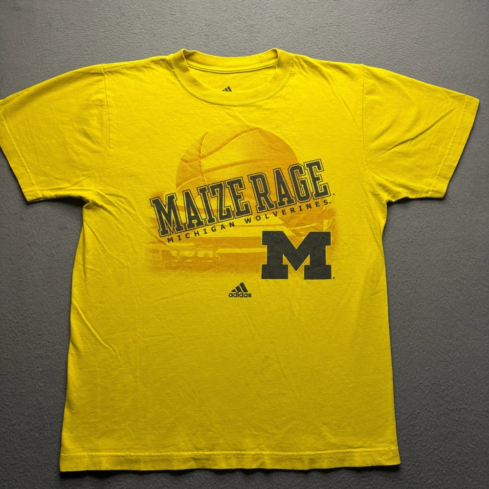 Adidas Men T-Shirt Cotton Yellow Medium Michigan Wolverines Maize‎ Rage Sports